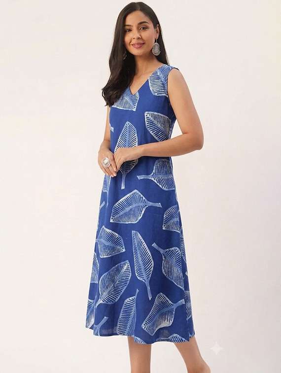 Women Printed Sleeveless A-line Dress - 22703031 -  Standard Image - 2