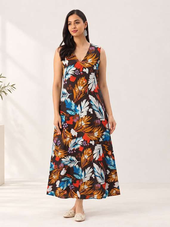 Women Printed Sleeveless A-line Dress - 22703032 -  Standard Image - 2
