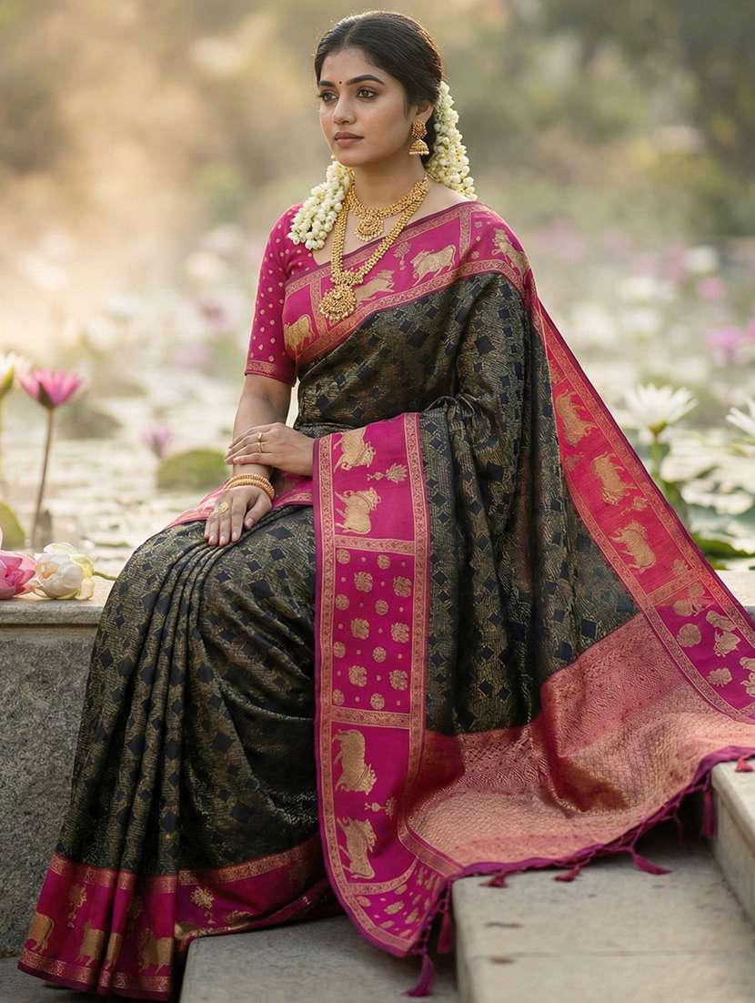 Women Self Design Banarasi Saree With Blouse - 22703372 -  Standard Image - 2
