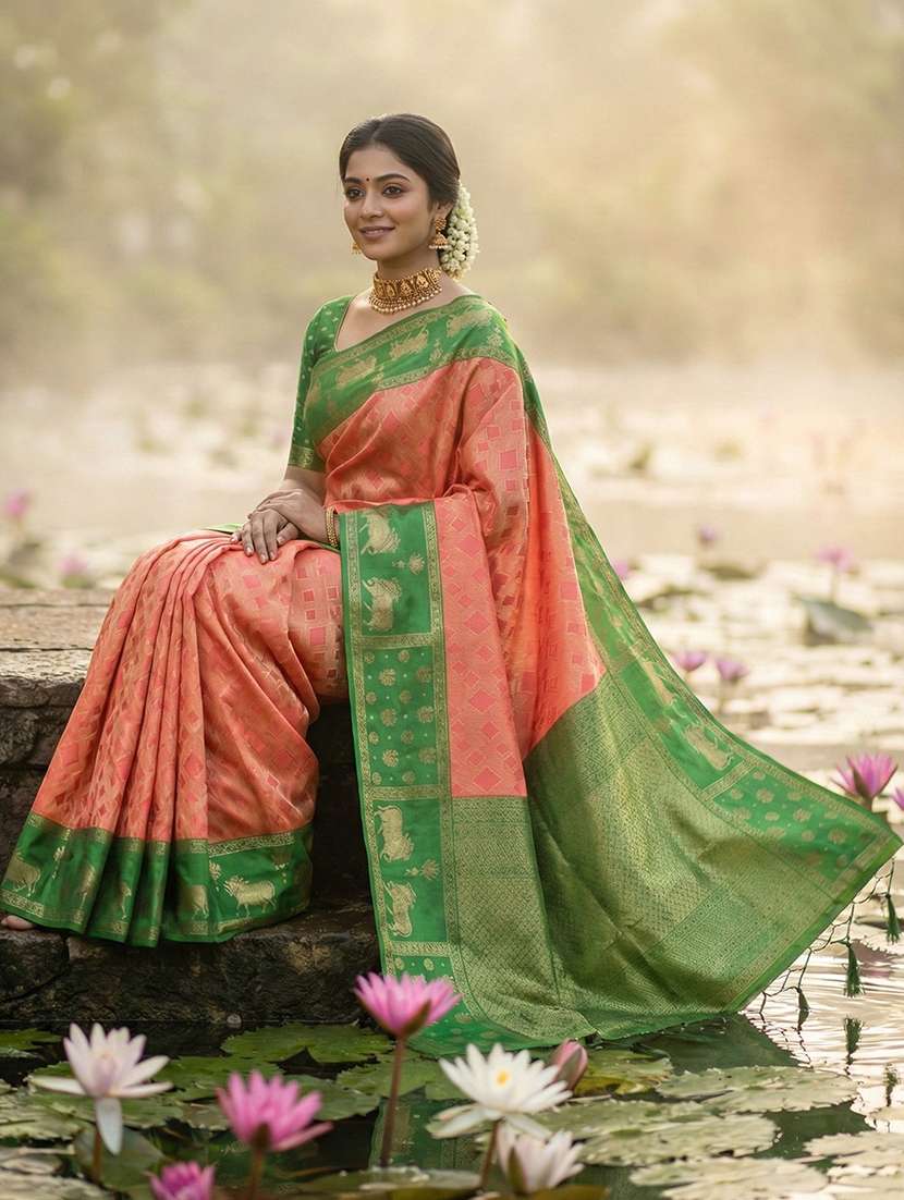 Women Self Design Banarasi Saree With Blouse - 22703374 -  Standard Image - 2
