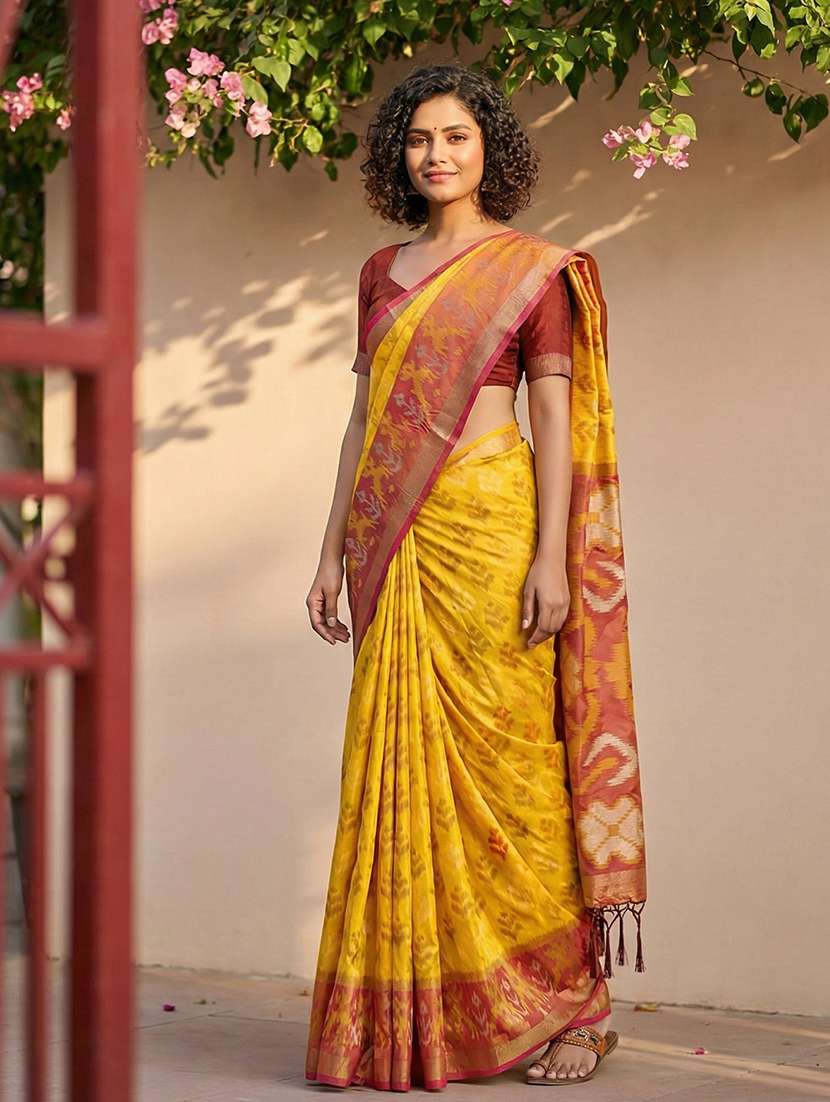 Women Self Design Pochampalli Saree With Blouse - 22703378 -  Standard Image - 2