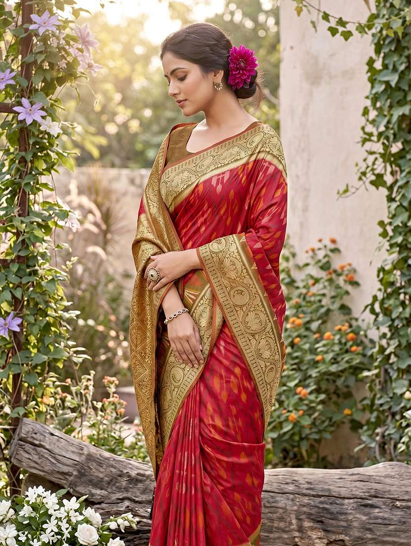 Women Self Design Pochampalli Saree With Blouse - 22703466 -  Standard Image - 2