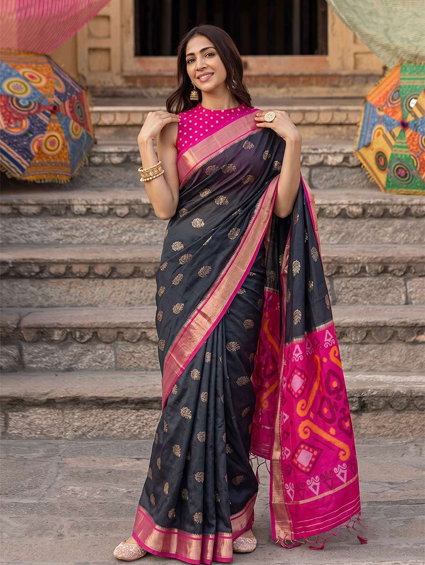 women self design pochampalli saree with blouse