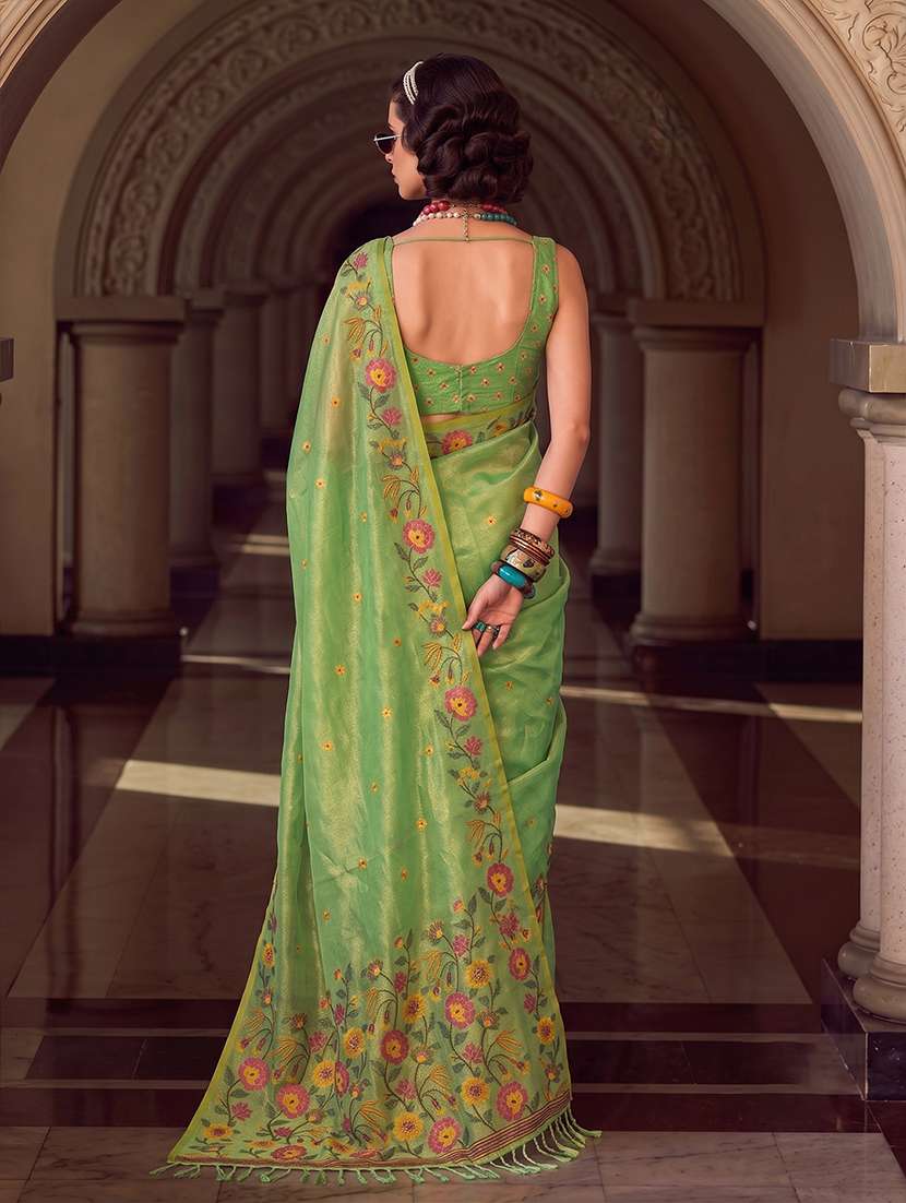 Women Self Design Tissue Silk Saree With Blouse - 22703526 -  Standard Image - 2