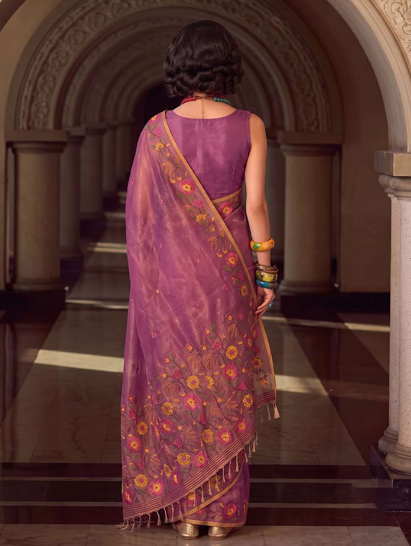 Women Self Design Tissue Silk Saree With Blouse - 22703528 -  Standard Image - 2