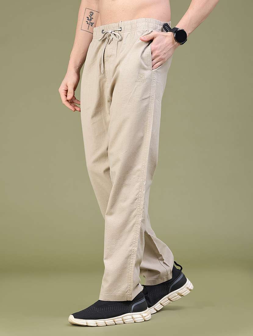 Men Solid Mid Rise Flat Front Casual Trouser - 22703868 -  Standard Image - 2