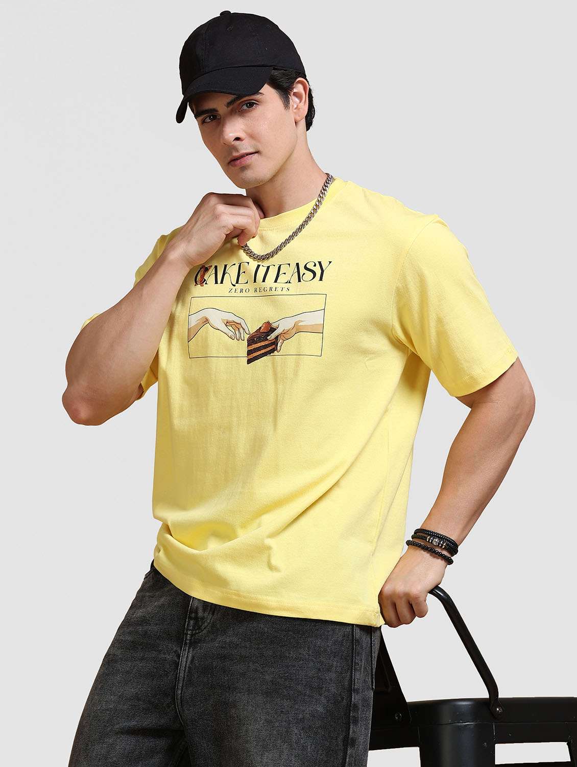 men printed short sleeve loose fit t-shirt