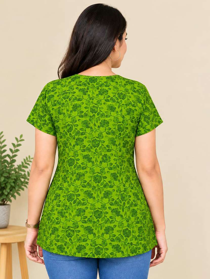 Women Printed Short Sleeves Straight Kurti - 22704446 -  Standard Image - 2