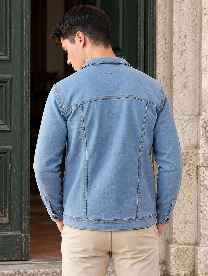 Men Solid Long Sleeve Regular Fit Denim Jacket - 22704462 -  Standard Image - 2