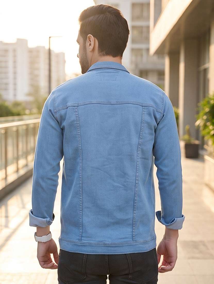 Men Solid Long Sleeve Regular Fit Denim Jacket - 22704469 -  Standard Image - 2