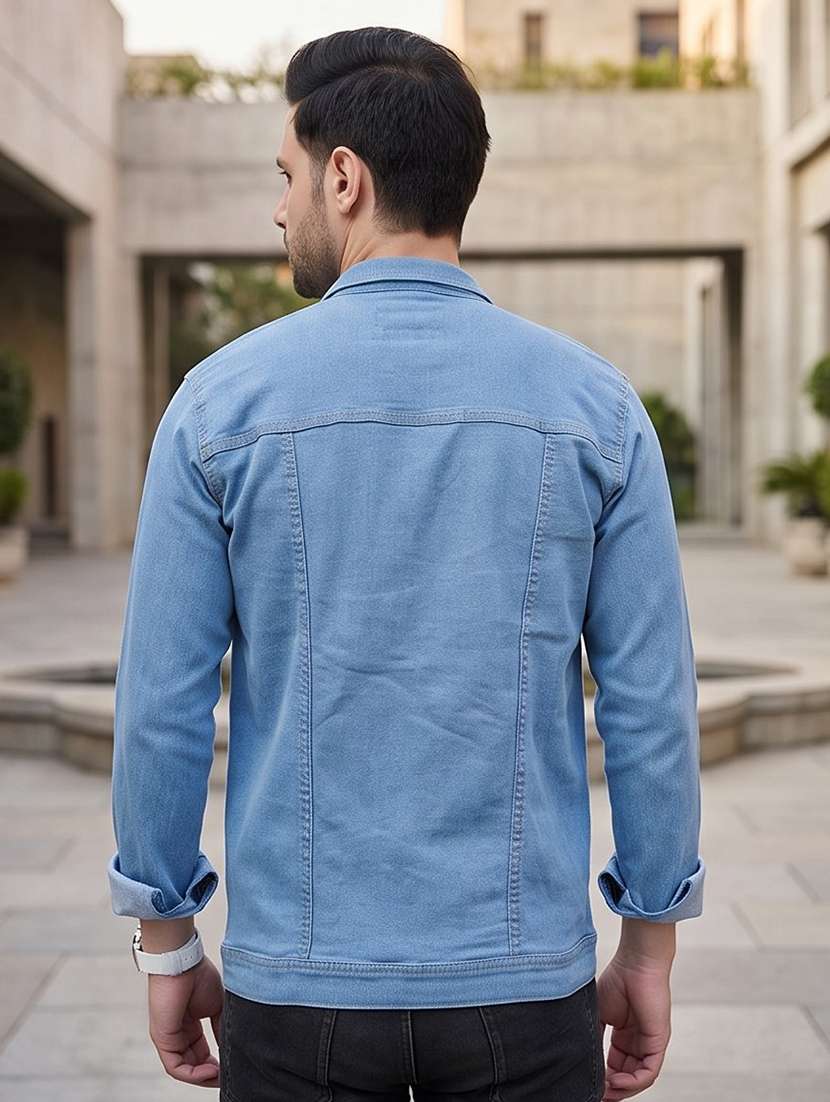 Men Solid Long Sleeve Regular Fit Denim Jacket - 22704470 -  Standard Image - 2