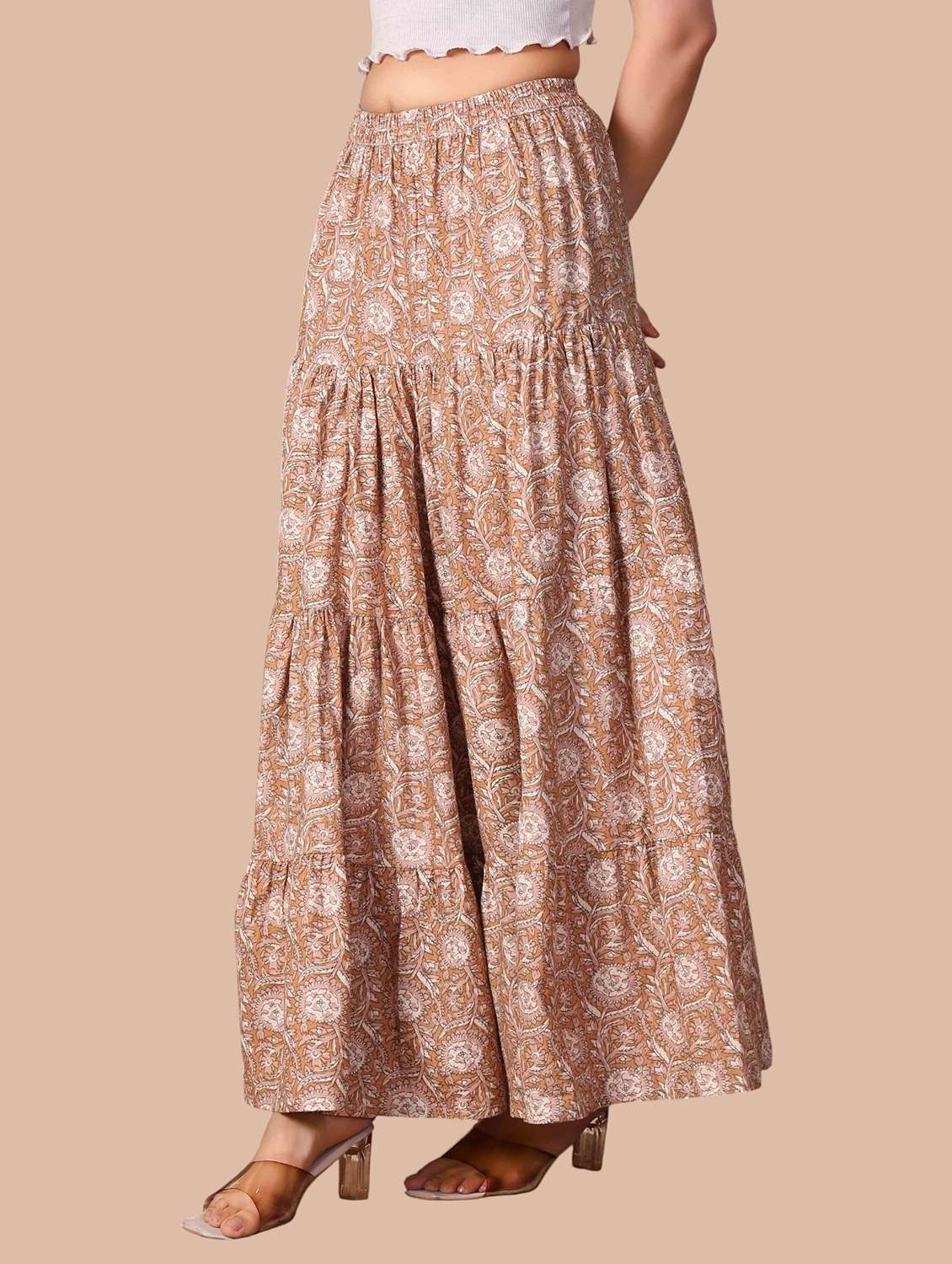 Women Printed Mid Rise Flared Skirt - 22704656 -  Standard Image - 2