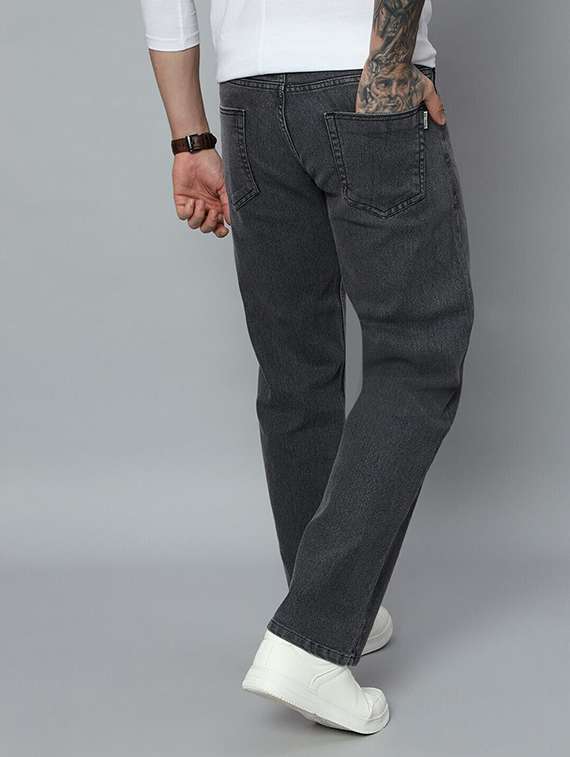 Men Plain Mid Rise Full Length Straight Jeans - 22704793 -  Standard Image - 2