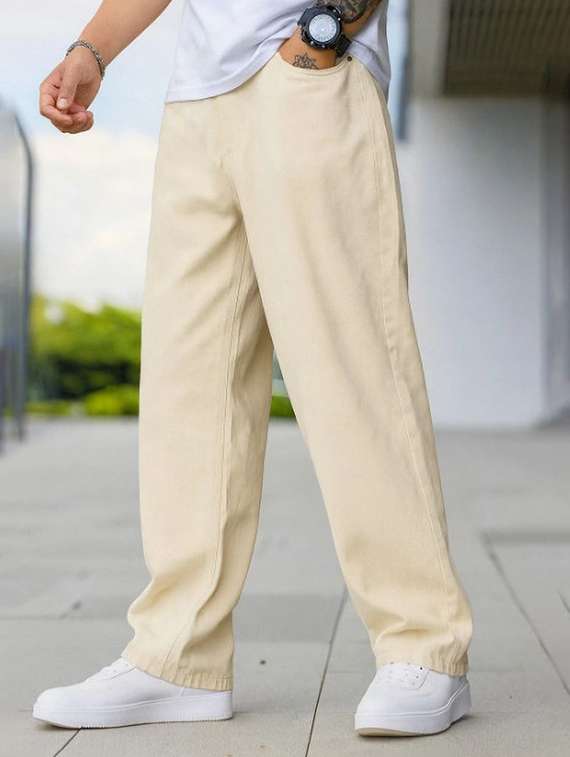 Men Plain Mid Rise Full Length Baggy Jeans - 22704843 -  Standard Image - 2
