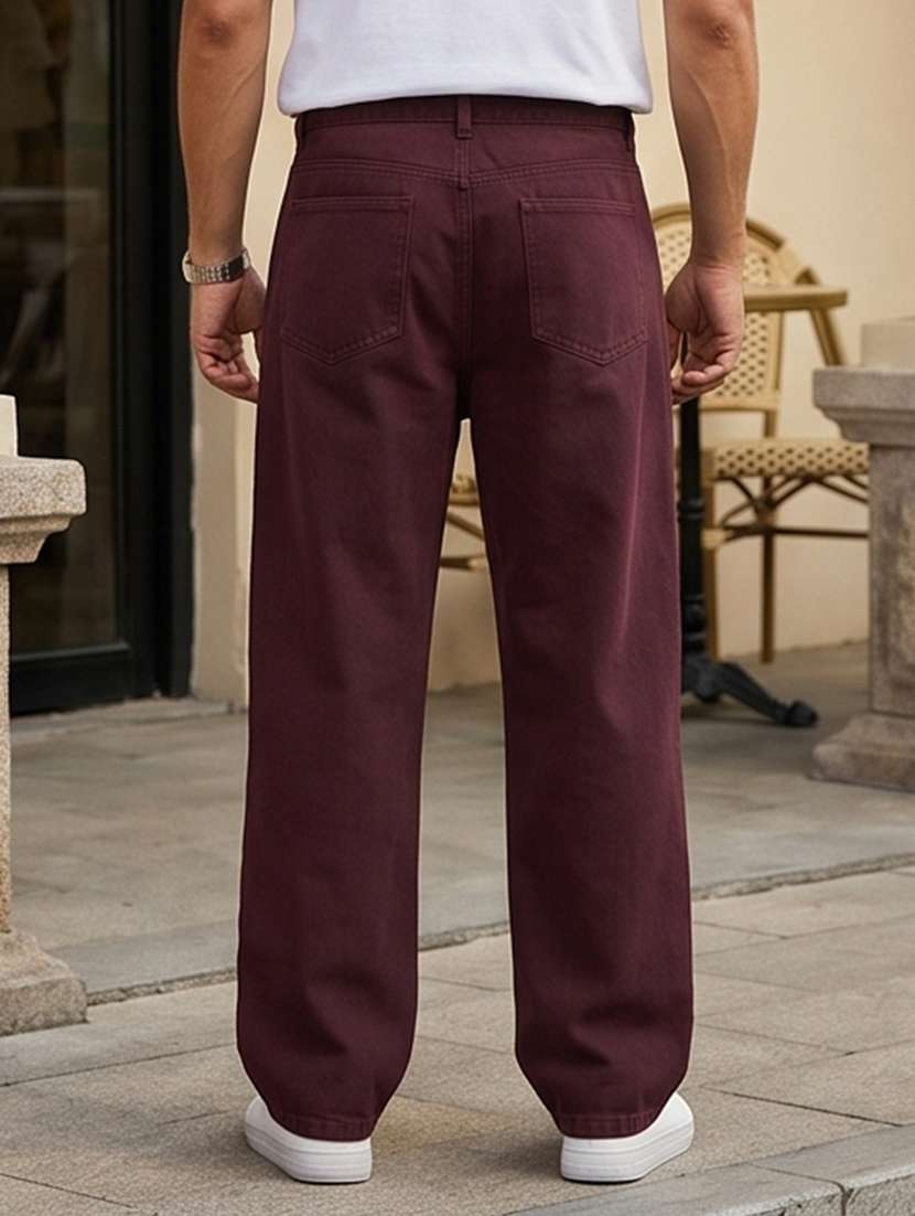 Men Plain Mid Rise Full Length Baggy Jeans - 22704851 -  Standard Image - 2