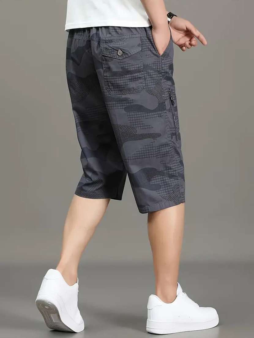 Men Printed Mid Rise Regular Fit Three Fourth Shorts - 22704882 -  Standard Image - 2