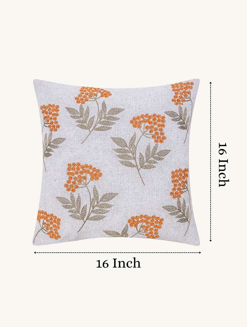 Mezposh Ice Blue Floral Embroidered Cotton Cushion Cover (16"x16") - 22707228 -  Standard Image - 2