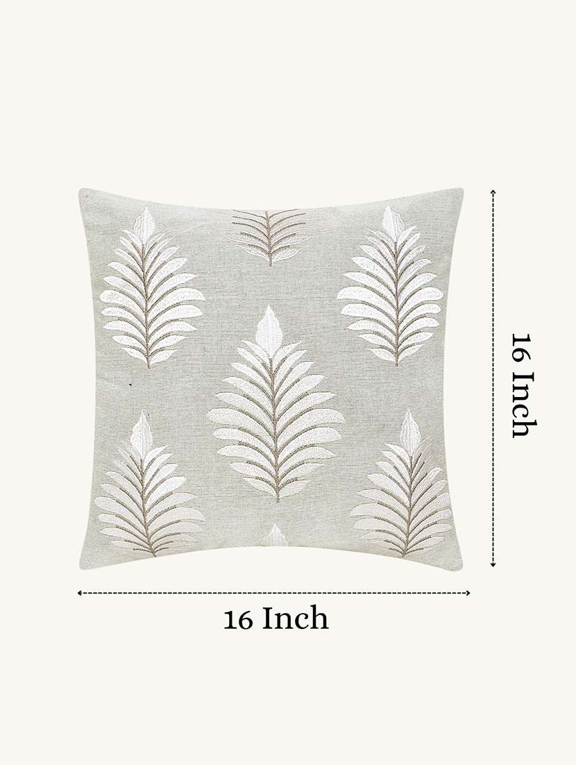 Mezposh Green Botanical Embroidered Cotton Cushion Cover (16"x16") - 22707230 -  Standard Image - 2