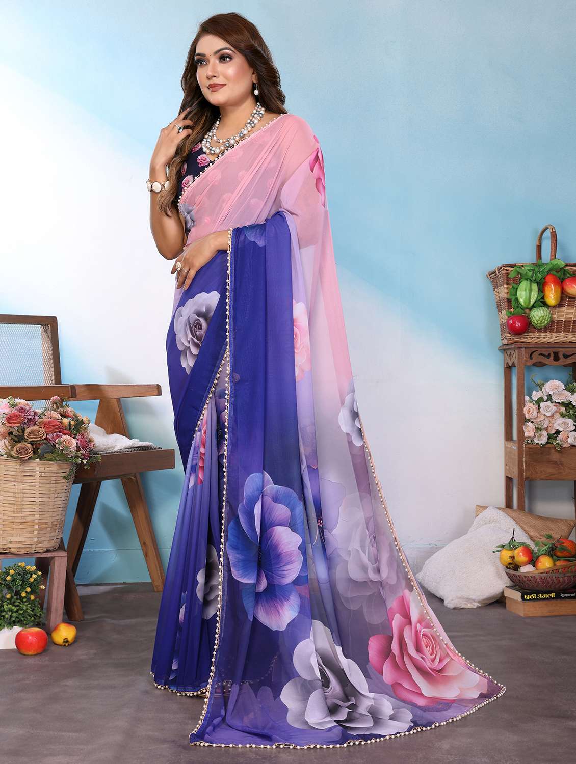 Women Printed Casual Wear Saree With Blouse - 22707304 -  Standard Image - 2