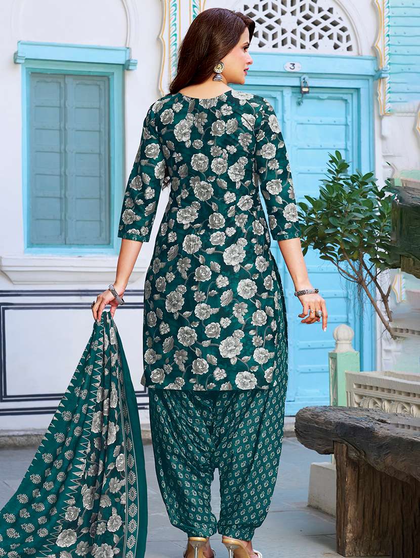 Blue Cotton Unstitched Suit - 22714161 -  Standard Image - 2