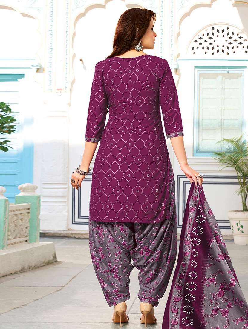 Purple Cotton Unstitched Suit - 22714163 -  Standard Image - 2