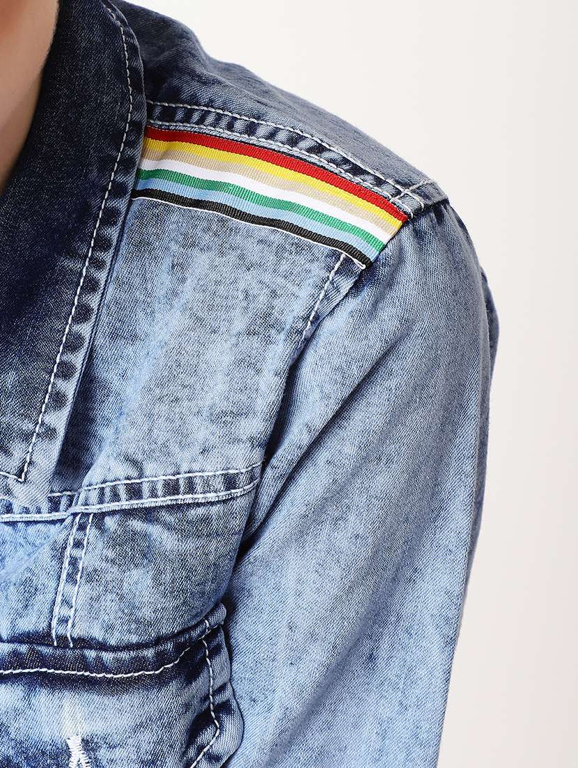 Women Solid Long Sleeves Denim Jacket - 22719322 -  Standard Image - 7
