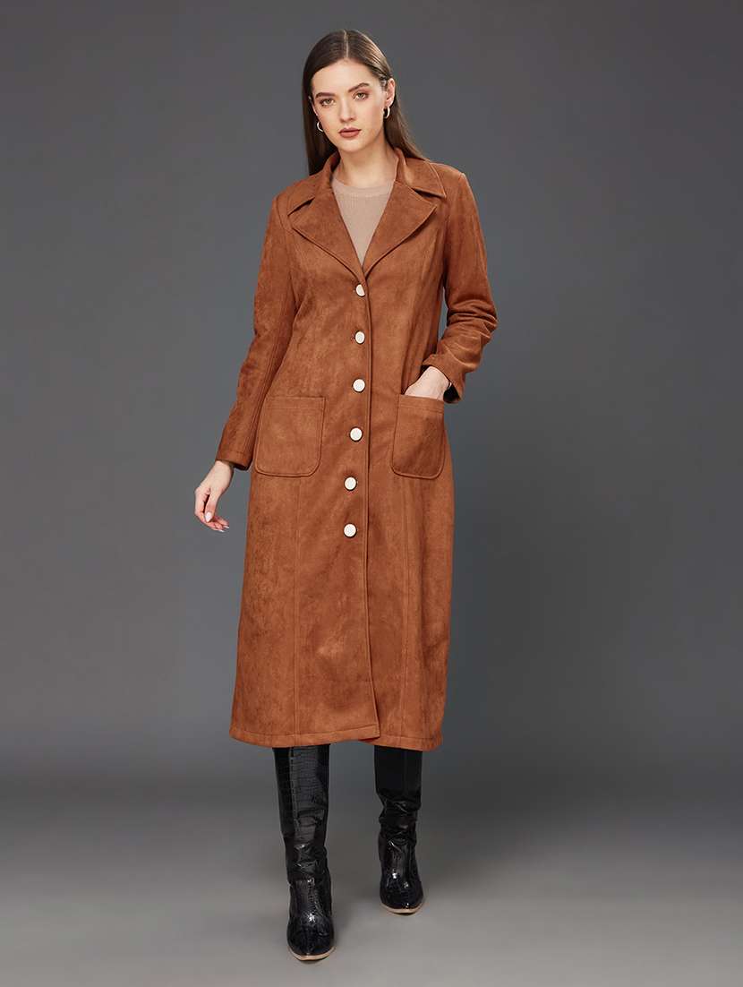 Women Solid Long Sleeves Trench Coat - 22719342 -  Standard Image - 2