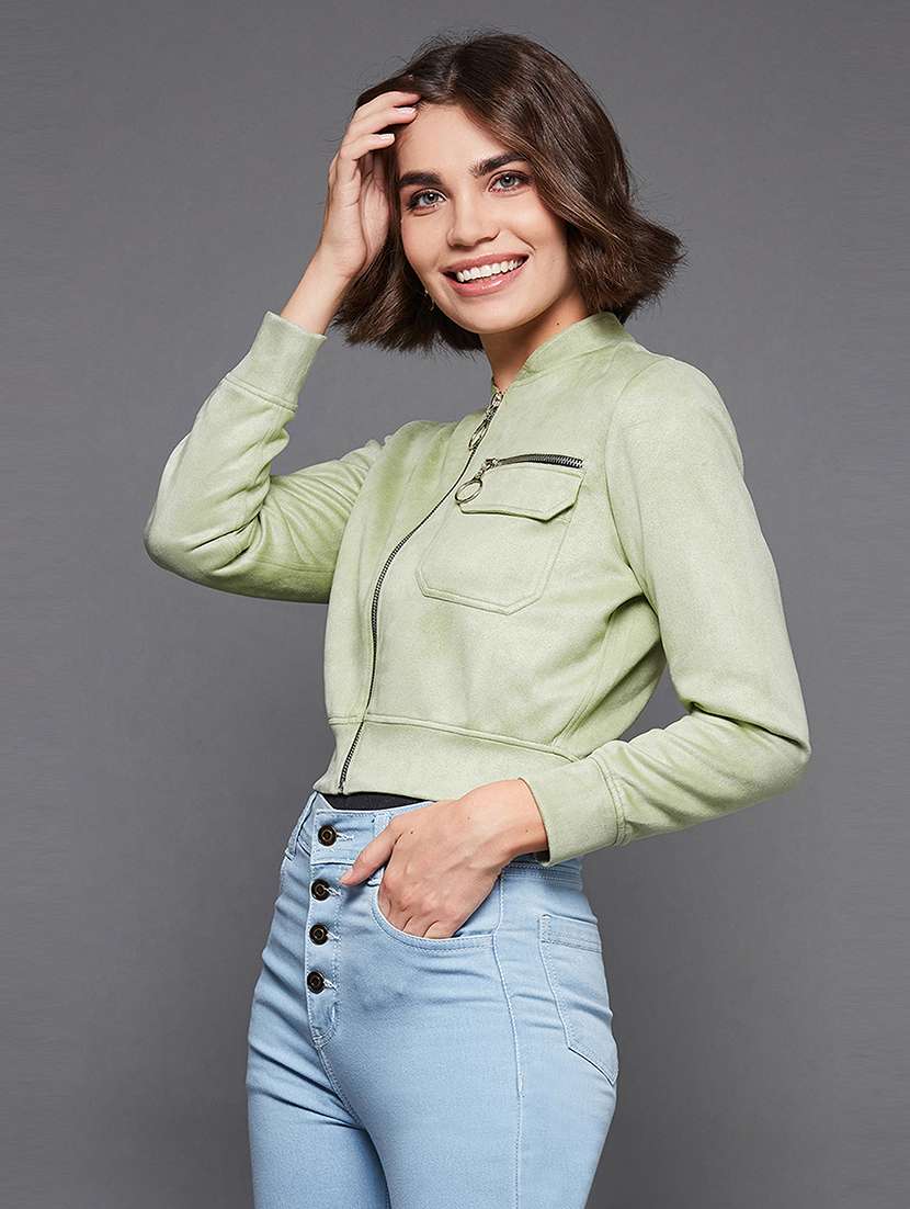 Women Solid Long Sleeves Regular Jacket - 22719359 -  Standard Image - 2
