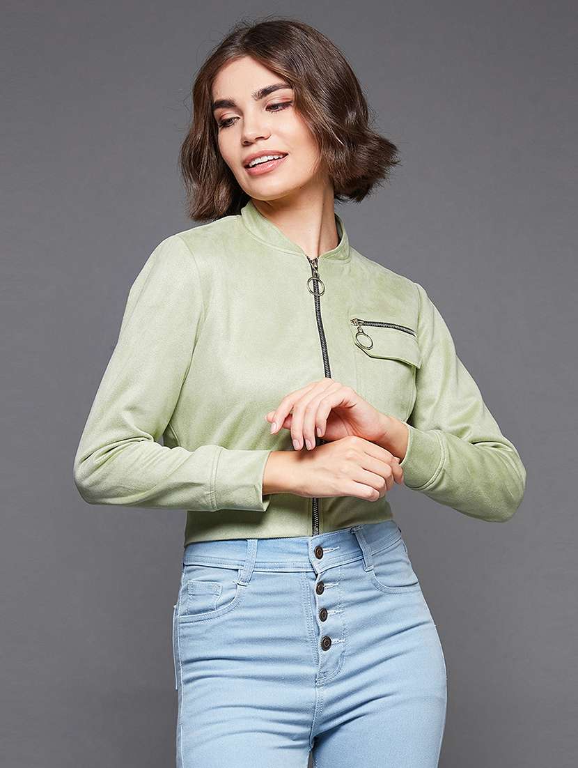 Women Solid Long Sleeves Regular Jacket - 22719385 -  Standard Image - 2