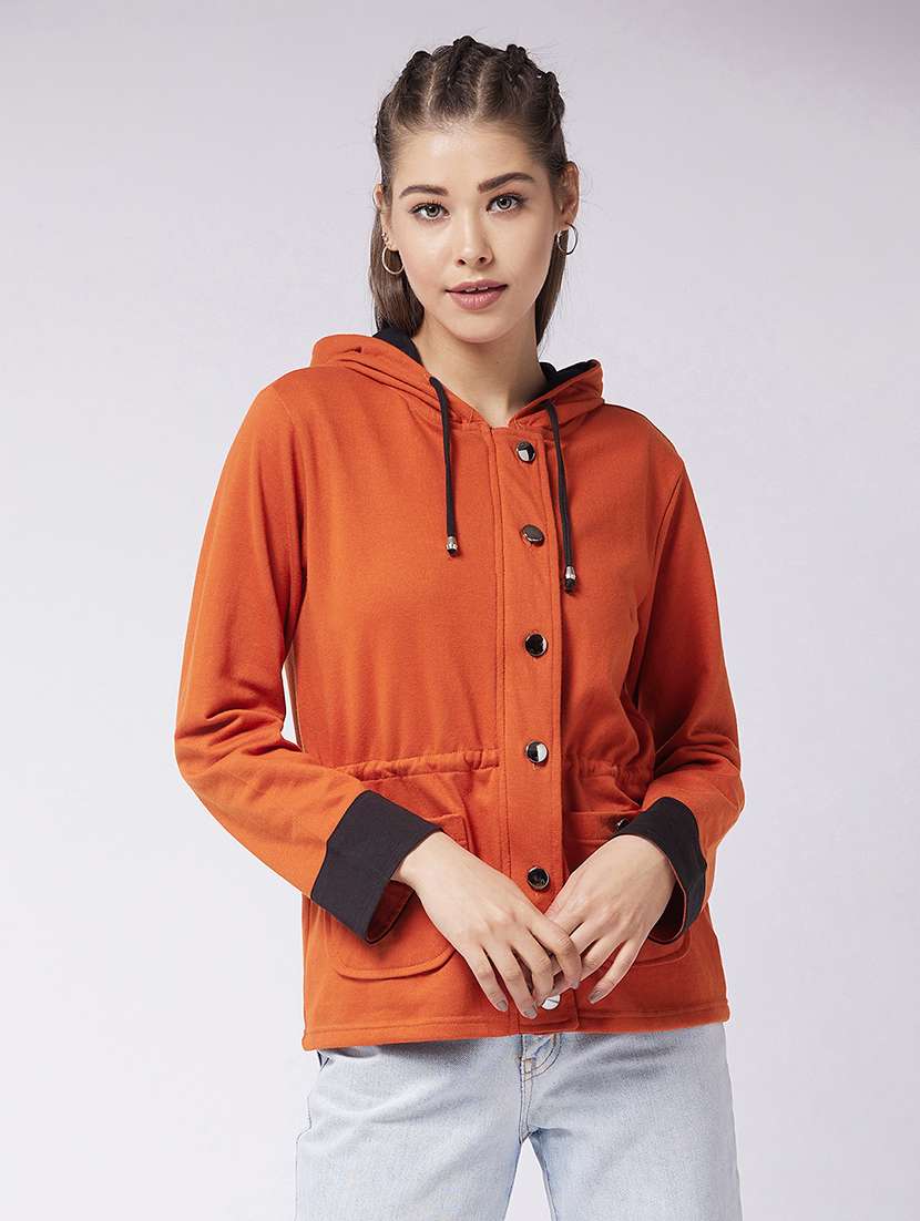 Women Solid Long Sleeves Hooded Parka Jacket - 22719403 -  Standard Image - 2