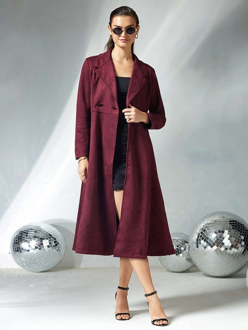Women Solid Long Sleeves Trench Coat - 22719433 -  Standard Image - 2