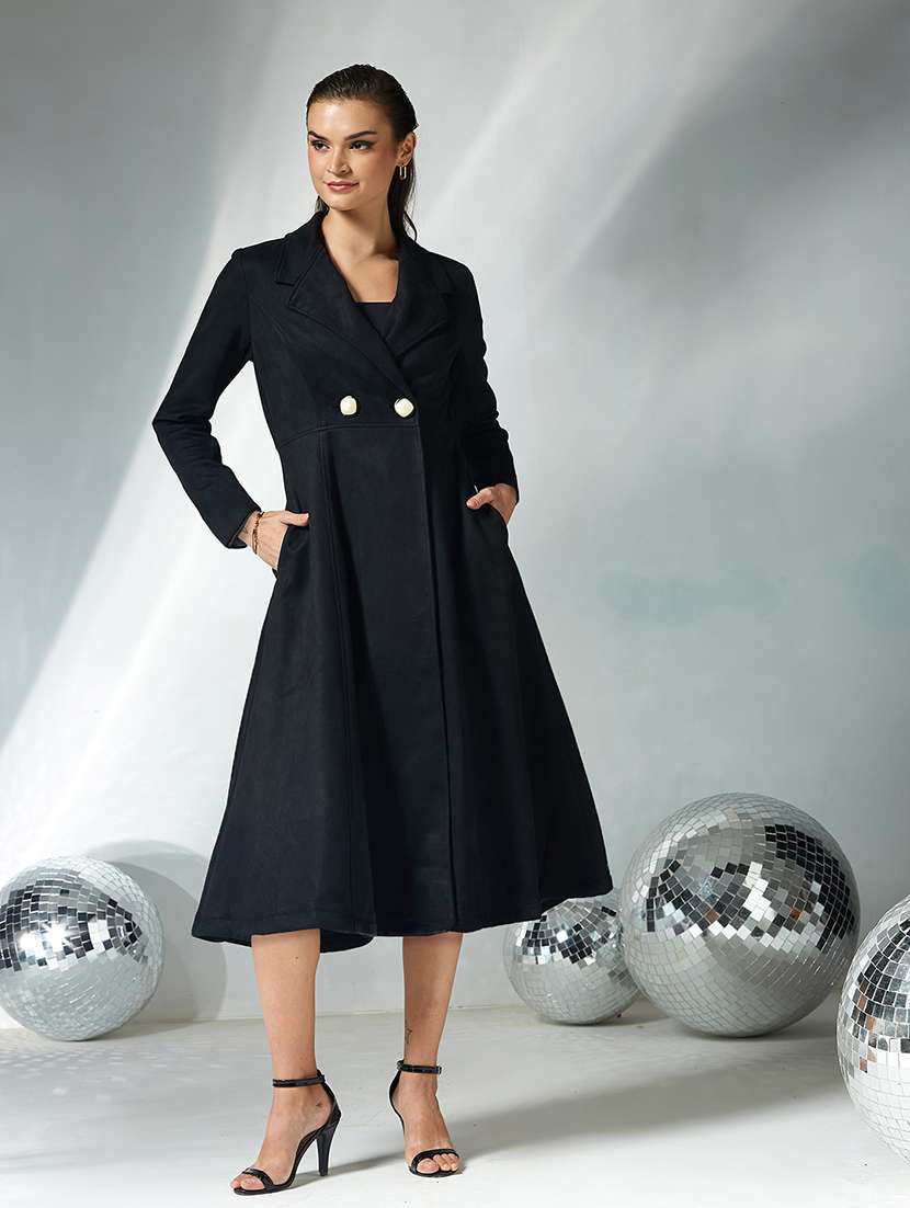 Women Solid Long Sleeves Trench Coat - 22719450 -  Standard Image - 2