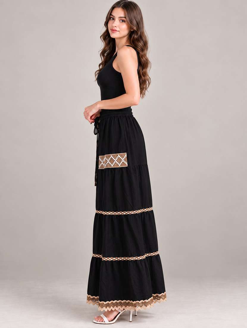 Women Embellished High Rise Tiered Skirt - 22719489 -  Standard Image - 2