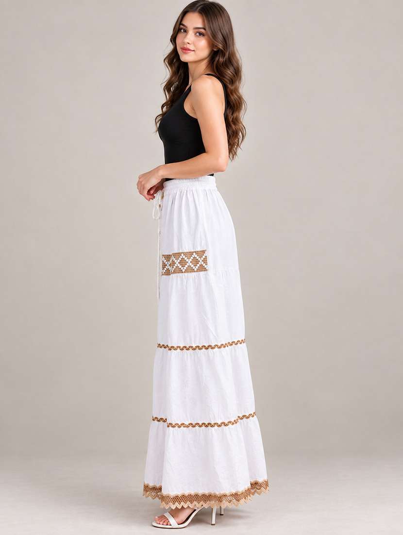 Women Embellished High Rise Tiered Skirt - 22719490 -  Standard Image - 2