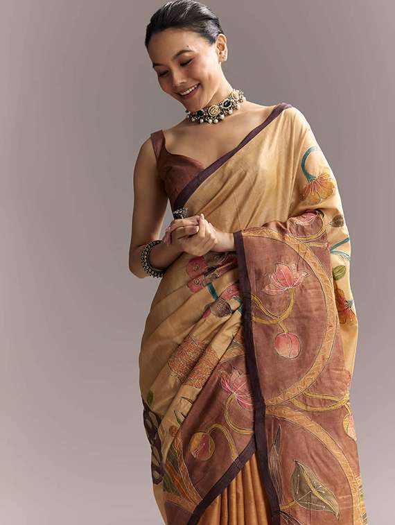 Women Printed Embroidered Saree With Blouse - 22719565 -  Standard Image - 2
