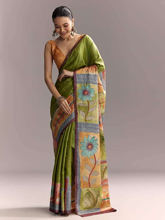Women Printed Embroidered Saree With Blouse - 22719592 -  Standard Image - 2