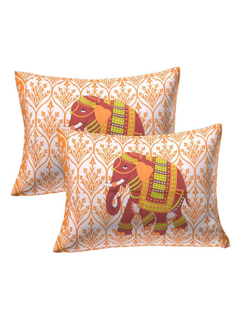Cotton Printed Elephant Bedsheet With 2 Pillow Covers - 22719624 -  Standard Image - 2