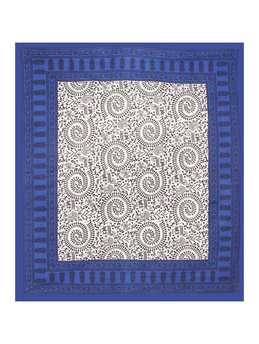 Cotton Printed Blue Double Bedsheet With 2 Pillow Covers - 22719626 -  Standard Image - 2