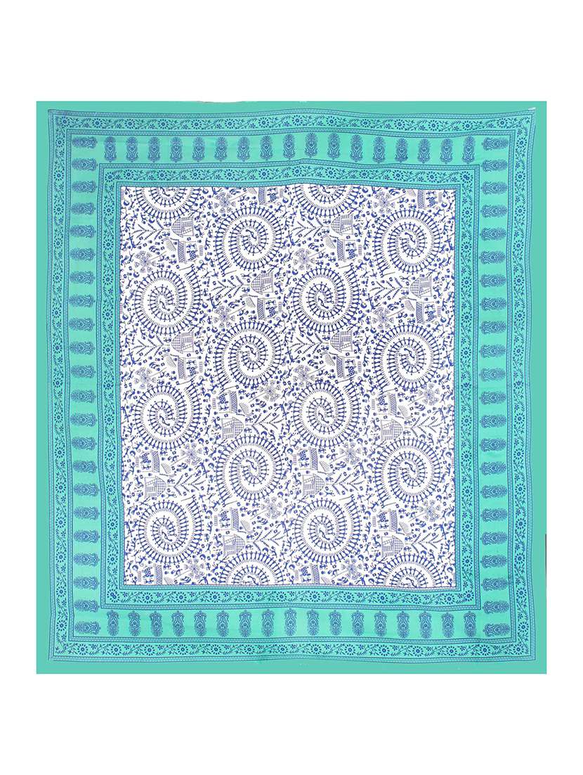 Sea Green Cotton Printed Bed Sheet Set - 22719627 -  Standard Image - 2