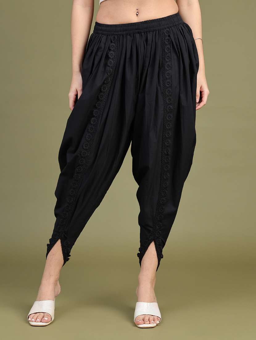 women solid mid rise dhoti salwar