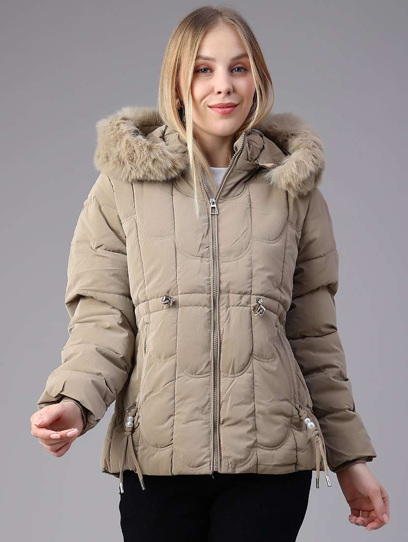 Women Solid Long Sleeves Hooded Puffer Jacket - 22719712 -  Standard Image - 2