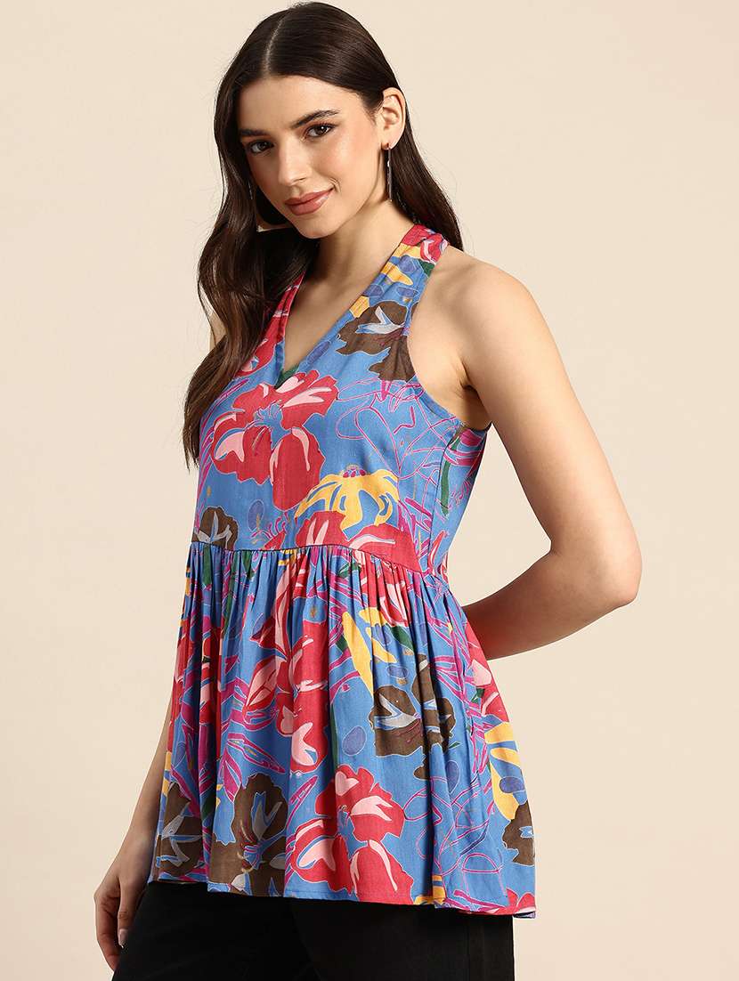 Women Printed Sleeveless Peplum Top - 22719802 -  Standard Image - 2