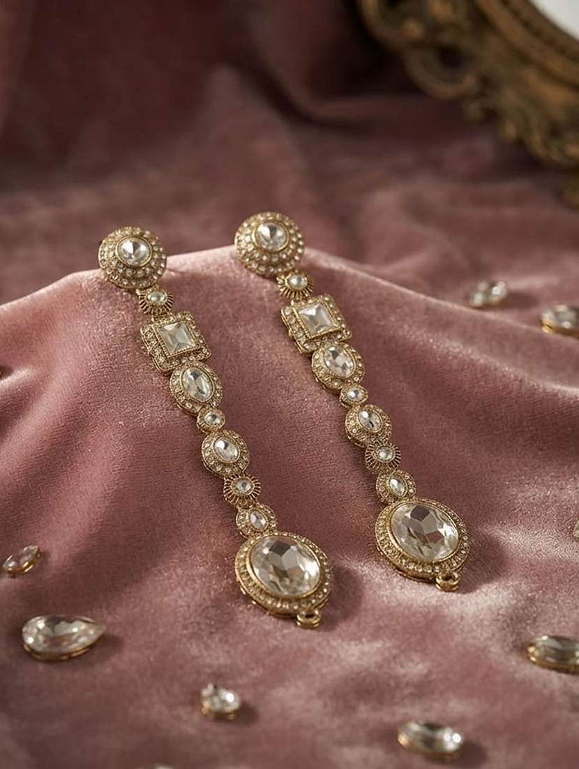 women gold tone drop earrings
