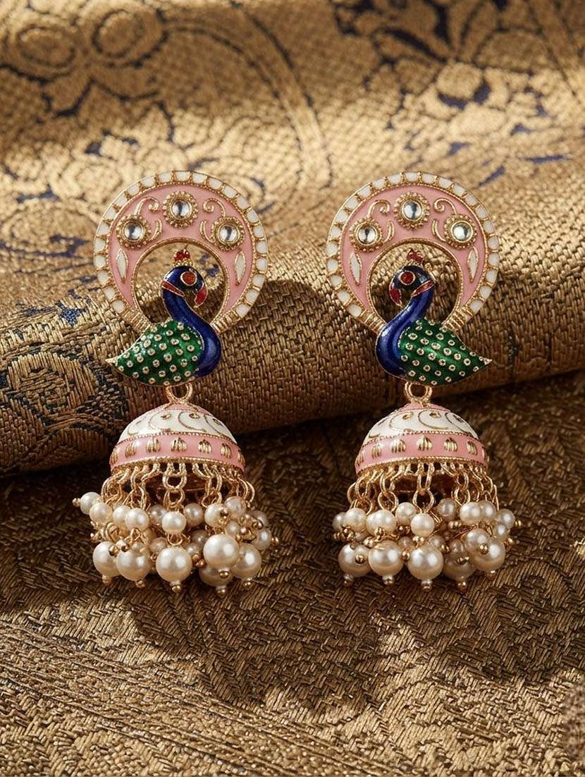women white meenakari jhumka