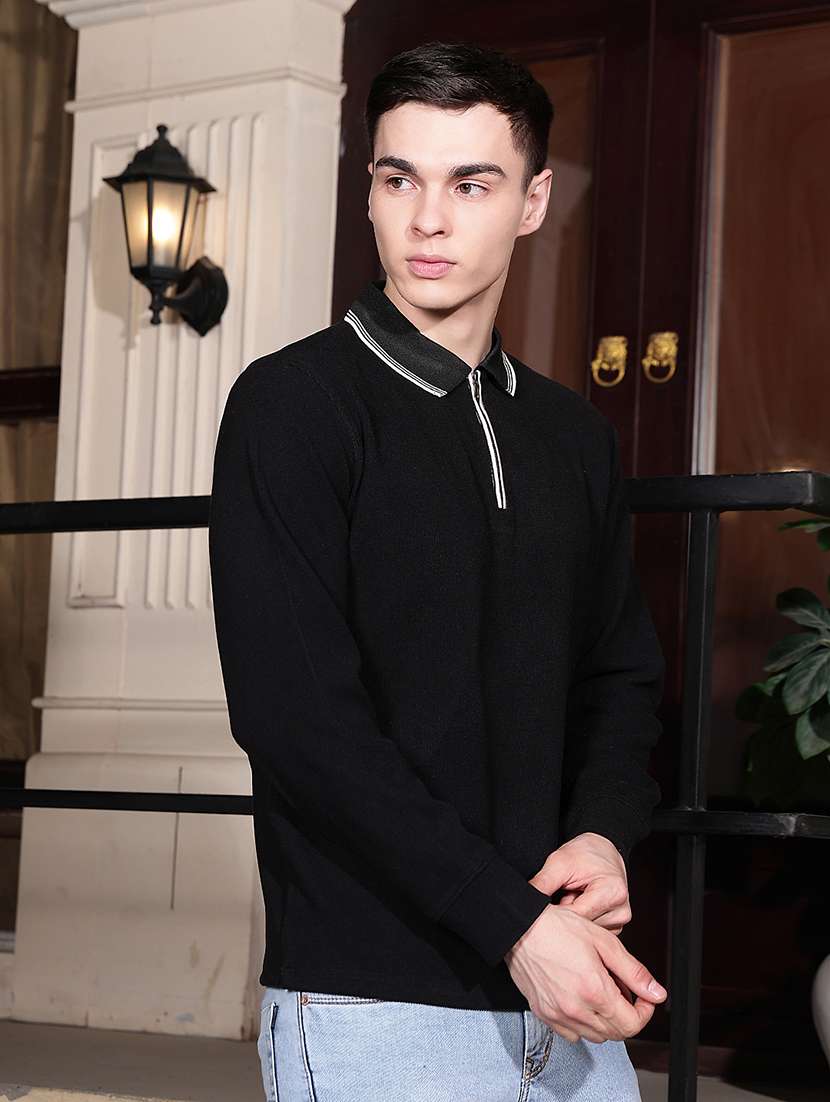 Men Solid Long Sleeves Polo T-shirt - 22720273 -  Standard Image - 2
