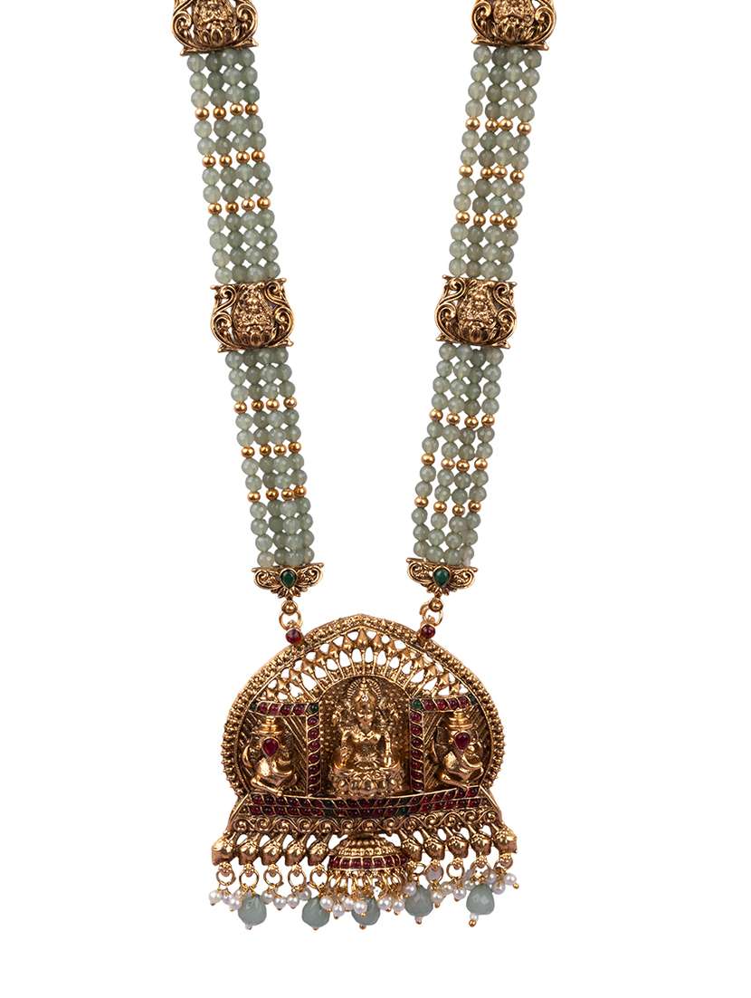 Temple Design Turquoise Necklace Set For Women - 22720289 -  Standard Image - 2