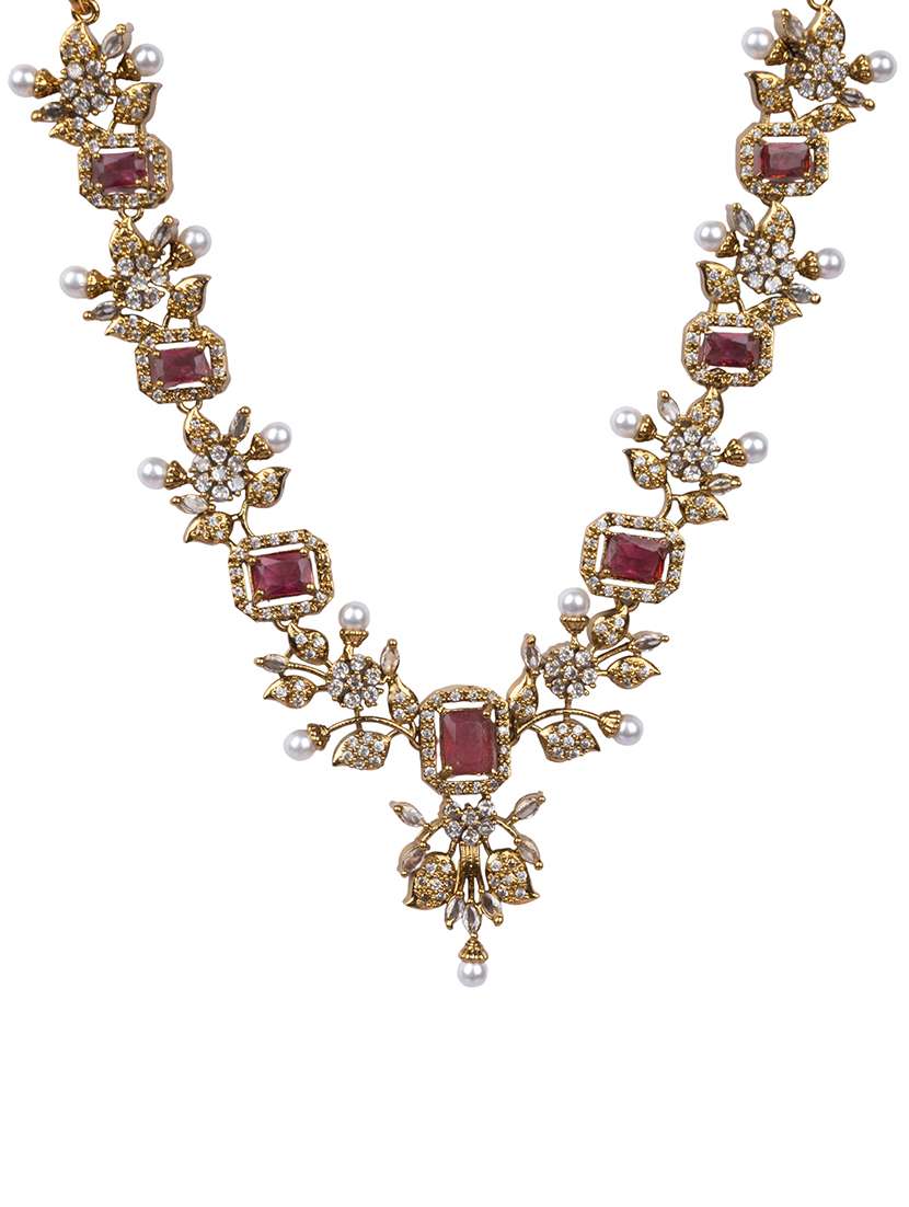 Rose Gold Plated Red Ad Necklace Set - 22720291 -  Standard Image - 2