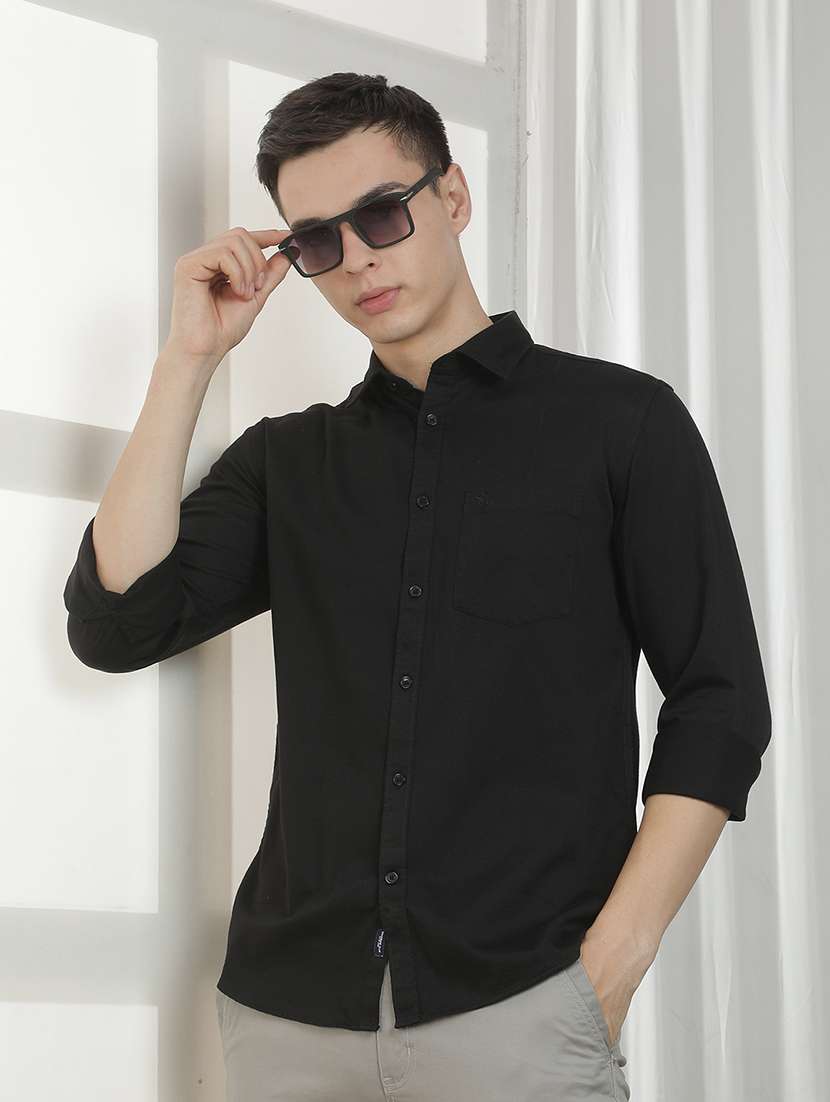 men solid long sleeve regular fit casual shirt