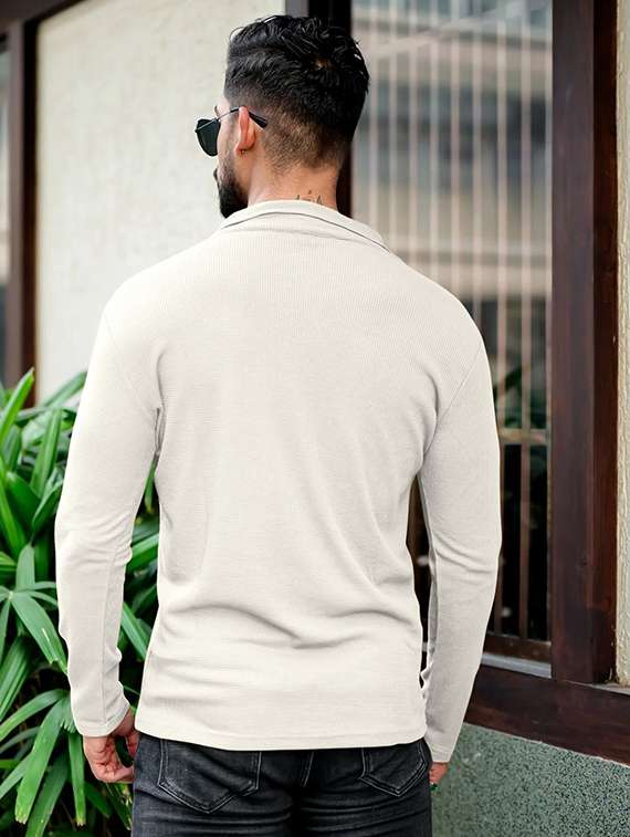 Men Textured Long Sleeves Polo T-shirt - 22720415 -  Standard Image - 2