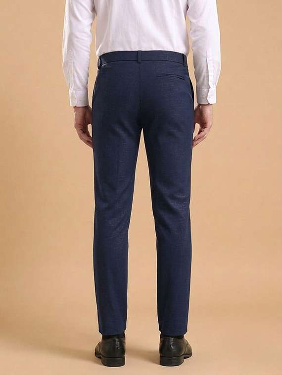 Men Self Design Mid Rise Slim Fit Formal Trouser - 22720512 -  Standard Image - 2